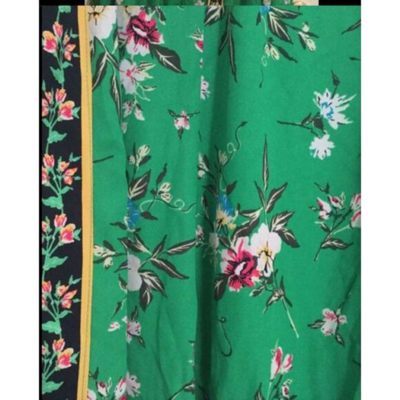 New York Company Kelly Green Pink Floral Maxi Wrap skirt Resort Tropical Flowy M - Picture 6 of 7
